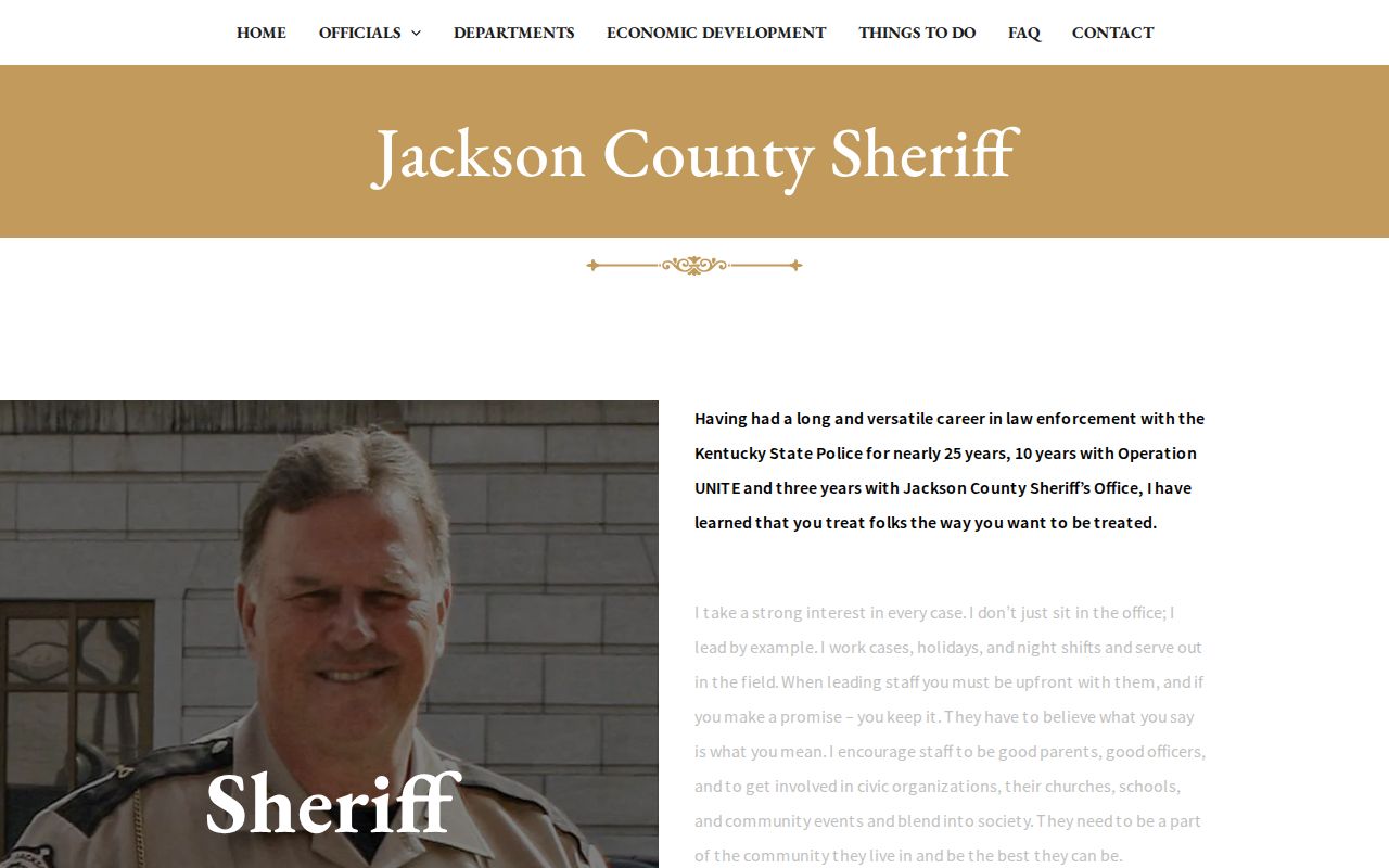 Jackson County sheriff contact page with no verified live arrest roster