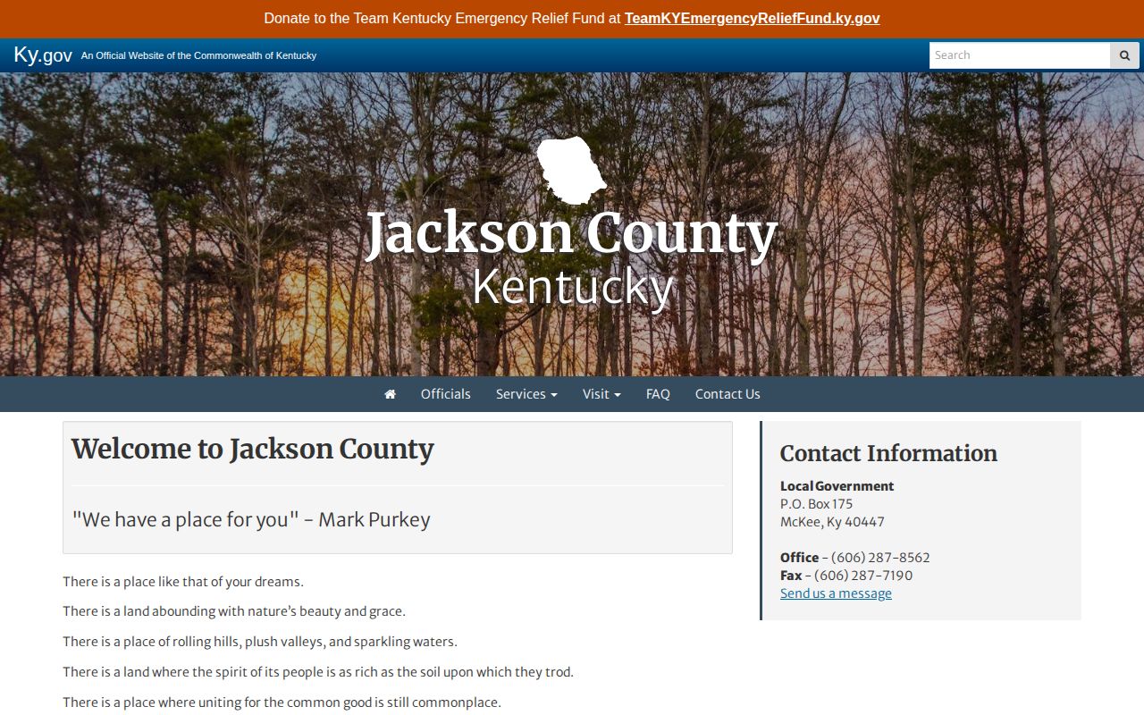 Jackson County official government contact page for recent arrest record routing