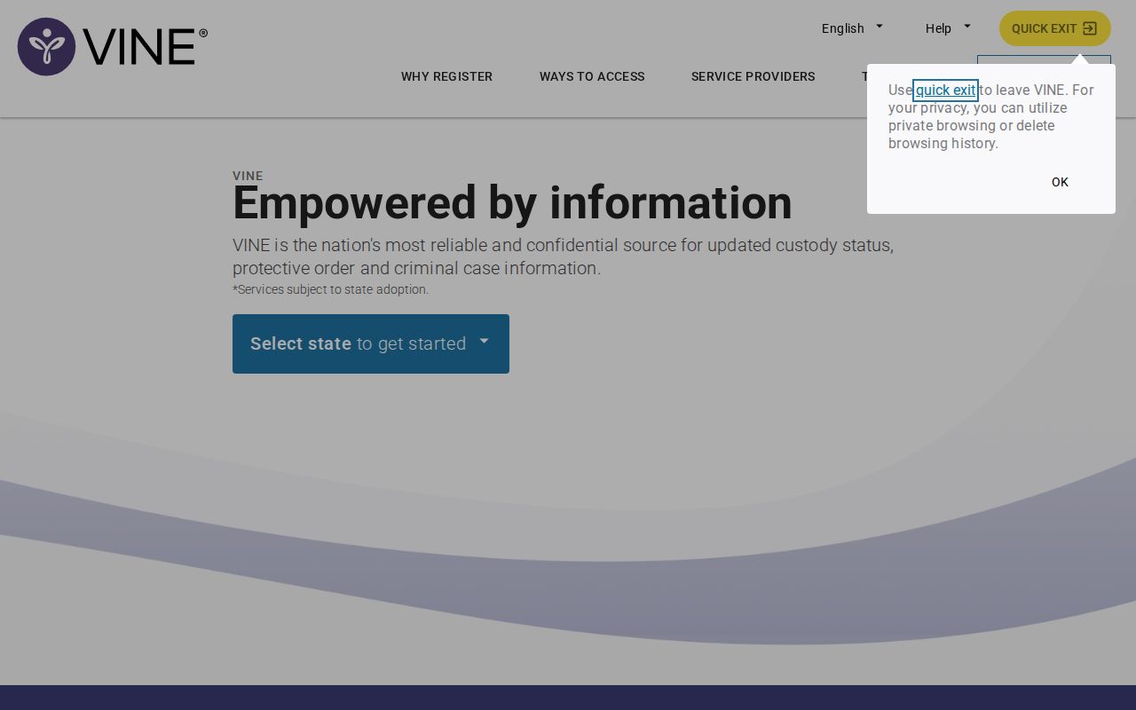 VINELink Kentucky search screen for a Jackson County custody check